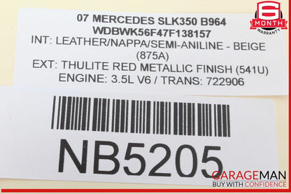 05-11 Mercedes R171 SLK350 SLK55 AMG Front Left Door Window Regulator Motor