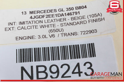 12-16 Mercedes X166 GL350 ML400 Sun Visor Sunvisor Left Driver Side Beige OEM