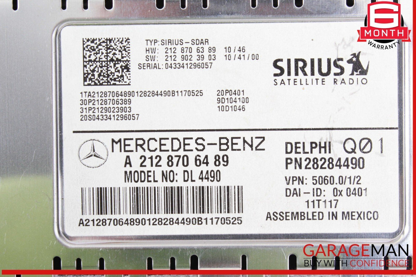 08-12 Mercedes W204 C250 Sirius Satellite Radio Receiver Module 2128706489 OEM