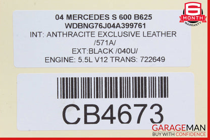 00-06 Mercedes W215 CL600 S550 AMG A/C AC Compressor Air Conditioning Assembly