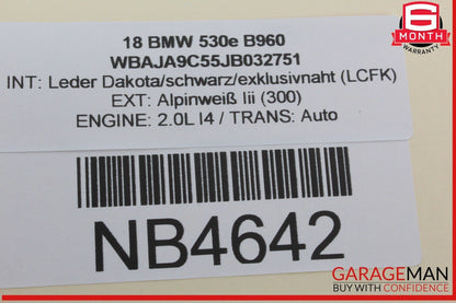 17-20 BMW 530E Rear Right Passenger Side Window Regulator Motor 7455084 OEM