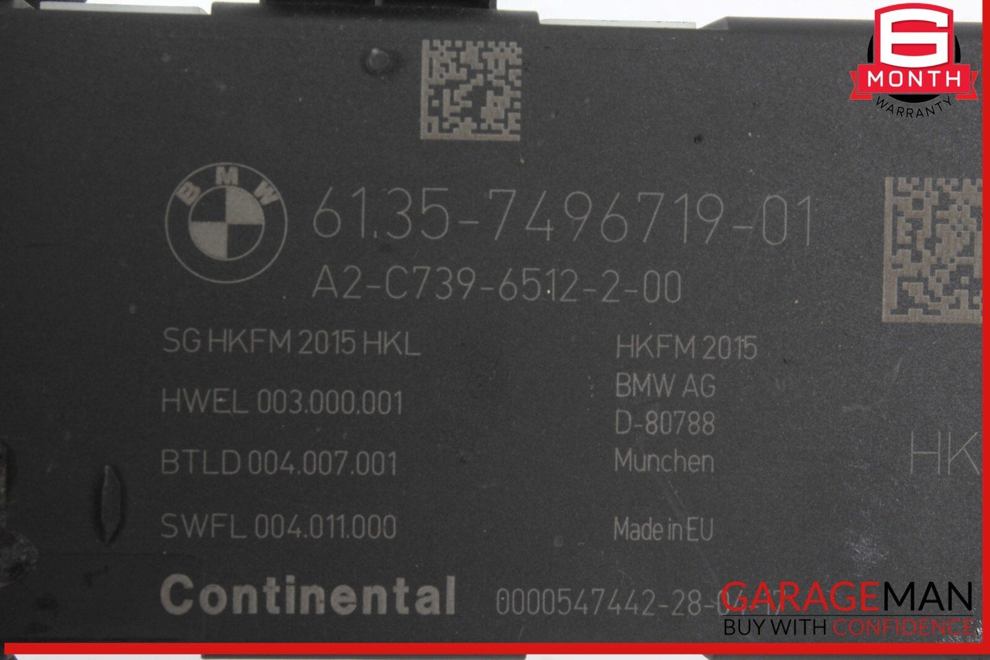 17-20 BMW 530E Trunk Tailgate Decklid Function Control Module 7496719 OEM