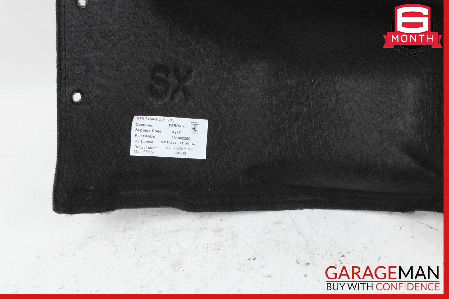 15-18 Ferrari California T Left Trunk Carpet 86062200 OEM