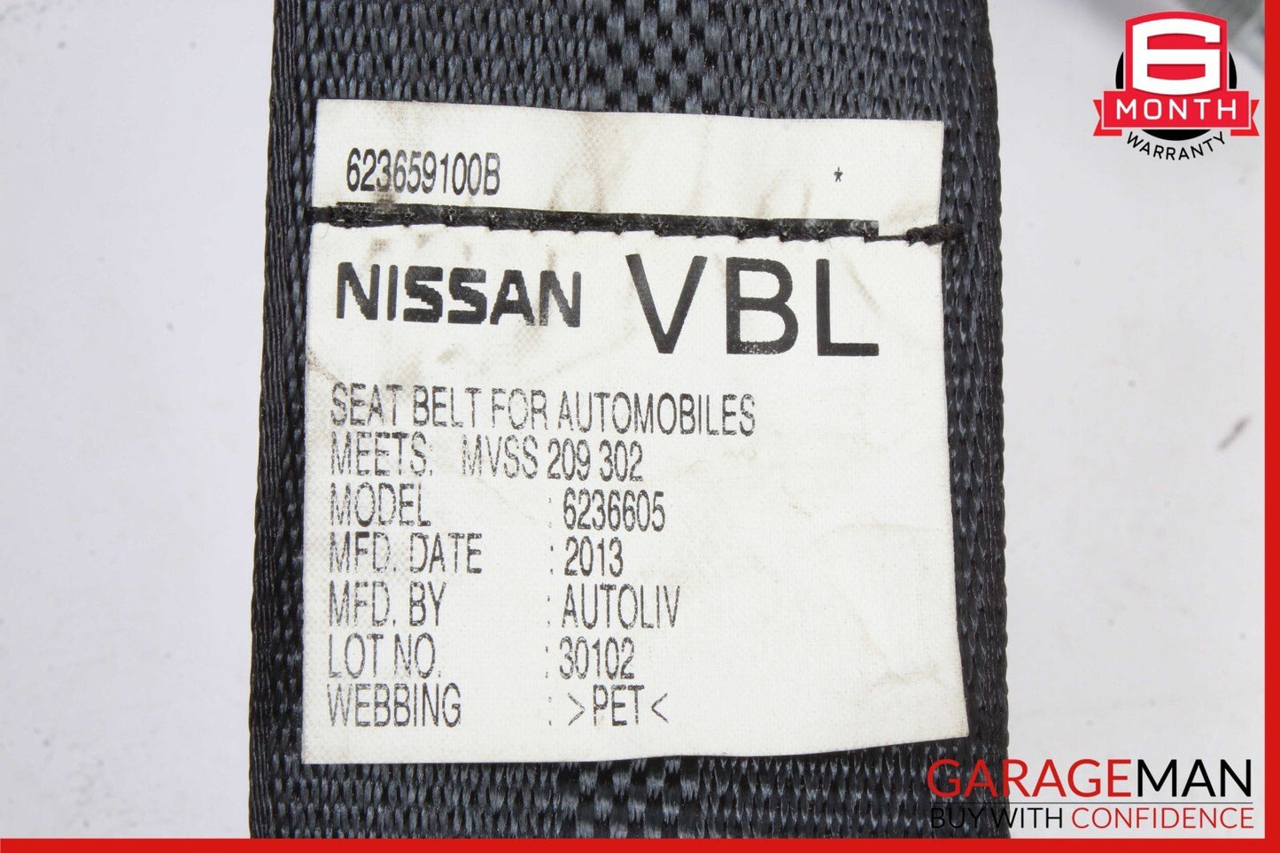 13-14 Nissan Leaf Rear Left Driver Side Seatbelt Seat Belt Retractor Black OEM