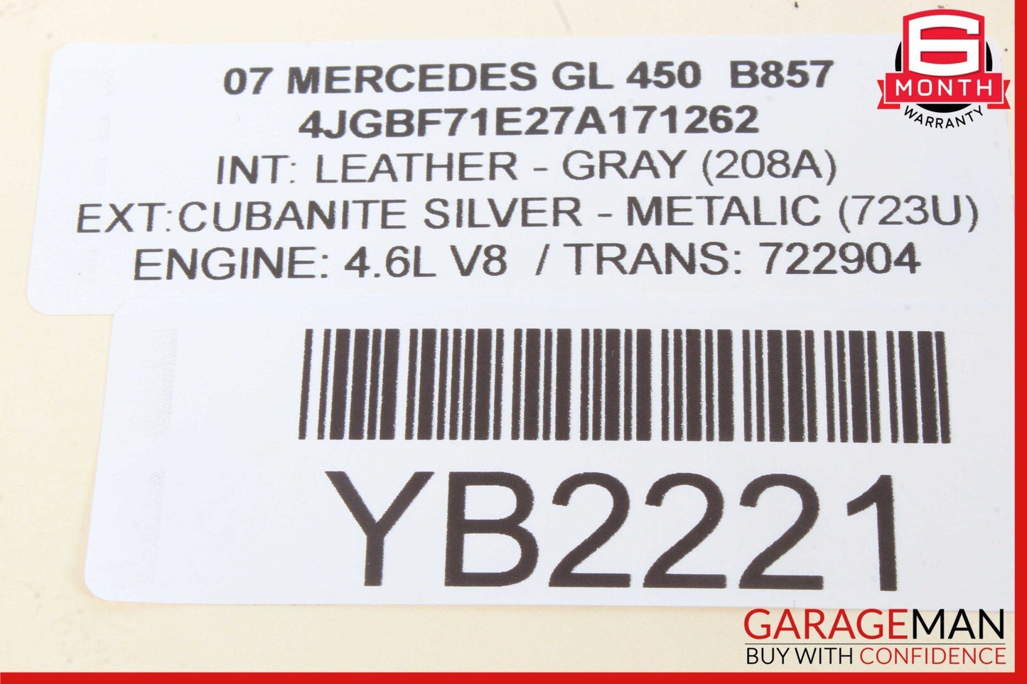 07-12 Mercedes X164 GL450 Rear Right Side Roof Rail Rack Cover Cap OEM