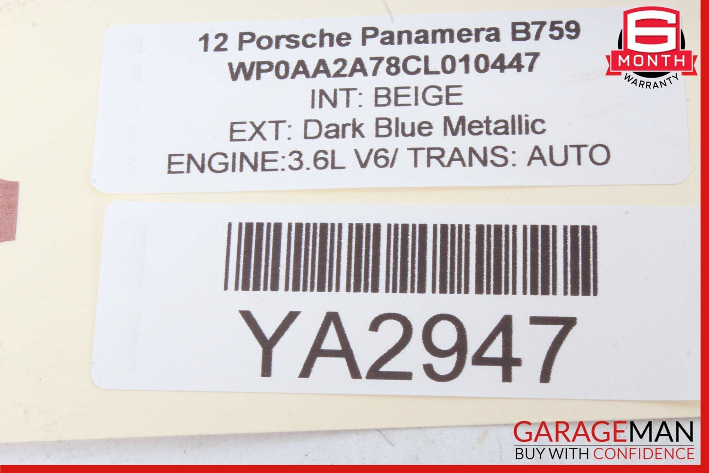 10-16 Porsche Panamera 970 Rear Right Side Top Upper Roof Dome Light Lamp Beige