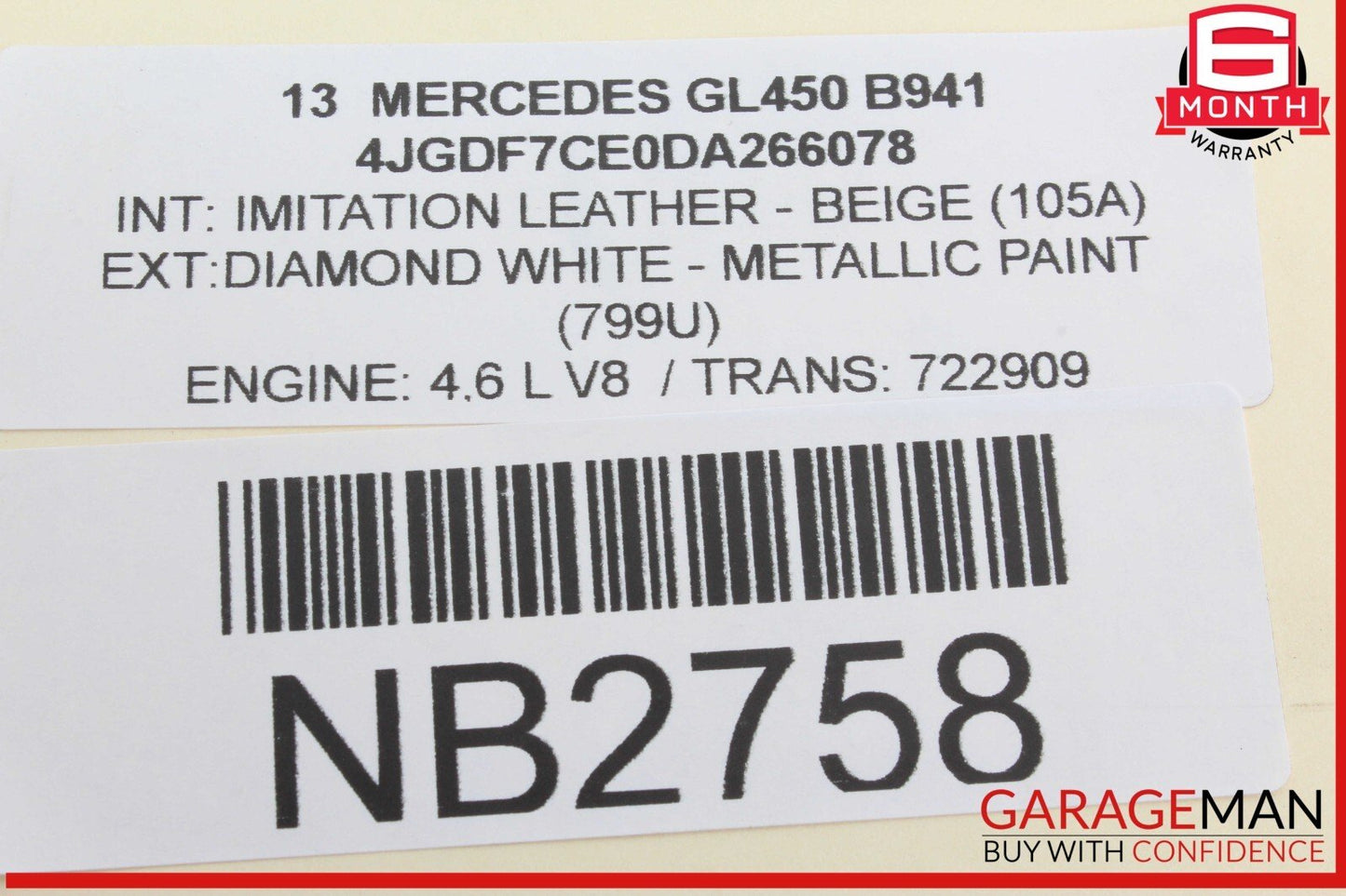 13-16 Mercedes X166 GL450 GL550 Rear Left Quarter Window Regulator Motor OEM