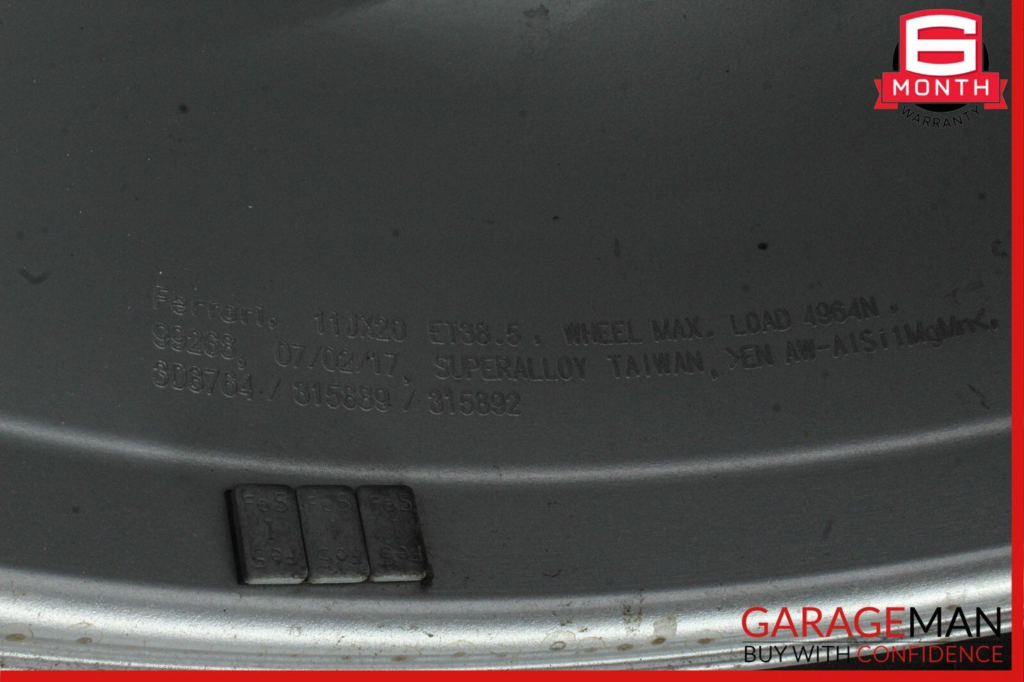 16-19 Ferrari 488 GTB Spider Rear Left / Right Wheel Tire Rim 11Jx20 ET38.5 OEM