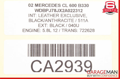 00-09 Mercedes W215 CL600 SL500 Front Left / Right Seat Control Valve Block