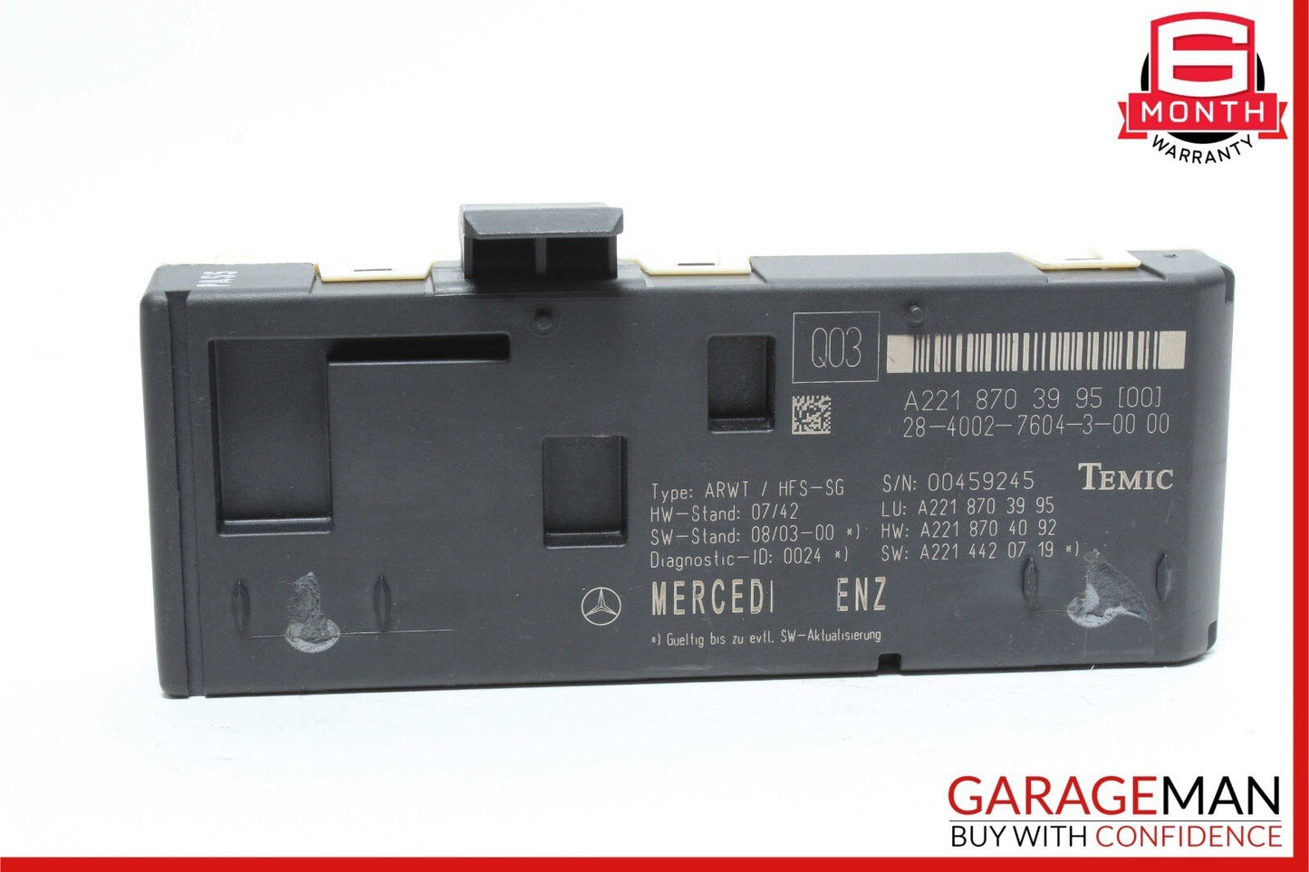 07-13 Mercedes W221 S550 CL550 Trunk Release Remote Open Close Module Unit OEM