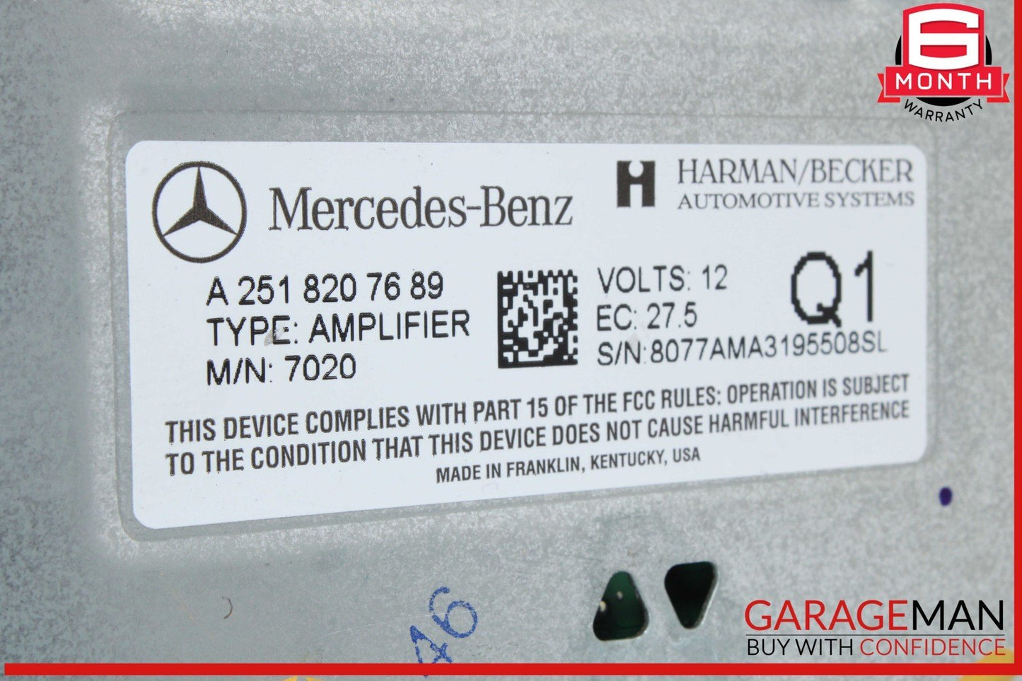 06-09 Mercede W251 R350 4MATIC Audio Amplifier Amp Harman Becker 2518207689 OEM