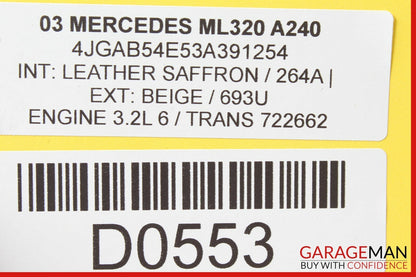 98-05 Mercedes W163 ML320 Rear Left Driver Side Door Window Regulator Motor OEM