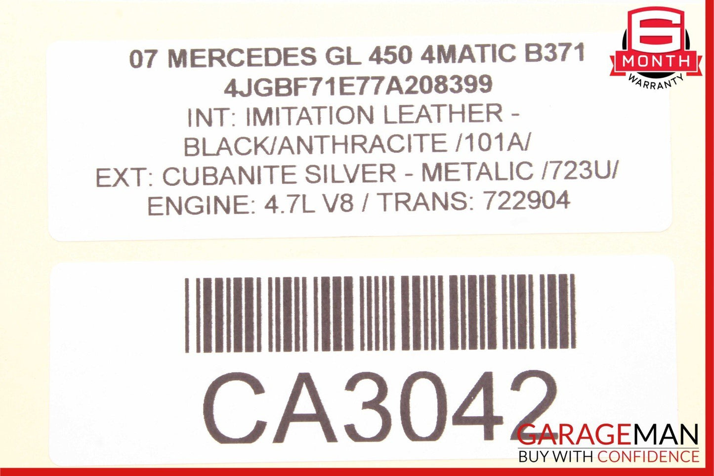 06-09 Mercedes X164 GL450 4MATIC 3rd Row Rear Right Side Seatbelt Retractor