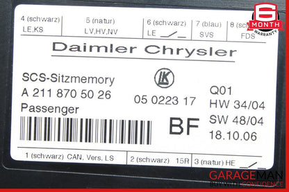 03-11 Mercedes SLK350 GL320 E63 AMG Front Right Side Seat Control Module Unit