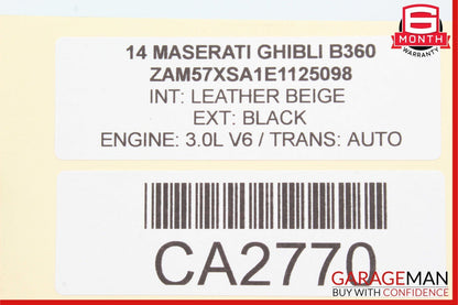 14-17 Maserati Ghibli ECU ECM Engine Computer Control Module Unit 670007174 OEM