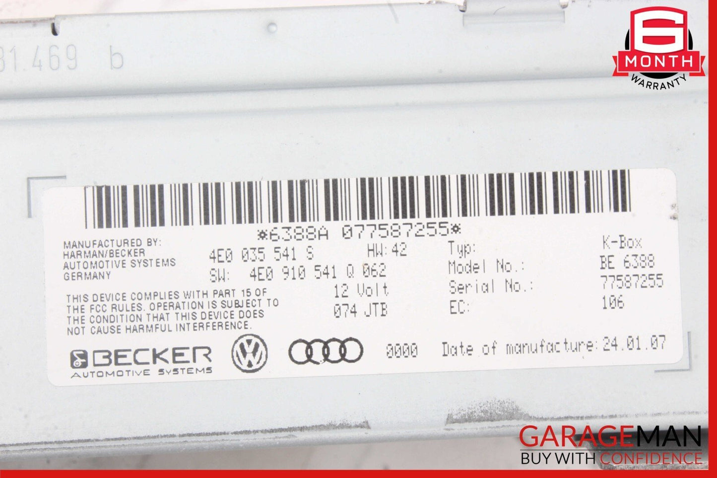 07-09 Audi Q7 Audio Radio Receiver Module 4E00355418 OEM