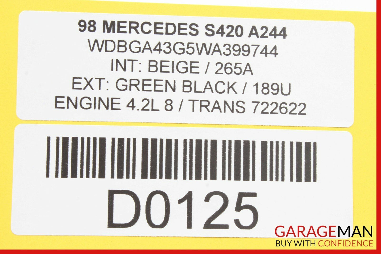 94-02 Mercedes W140 S420 SL500 SL600 Anti Theft Control Module 1408209126 OEM