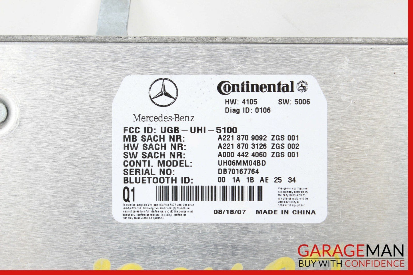 07-09 Mercedes W221 S550 CL550 CL600 Bluetooth Communication Control Module OEM