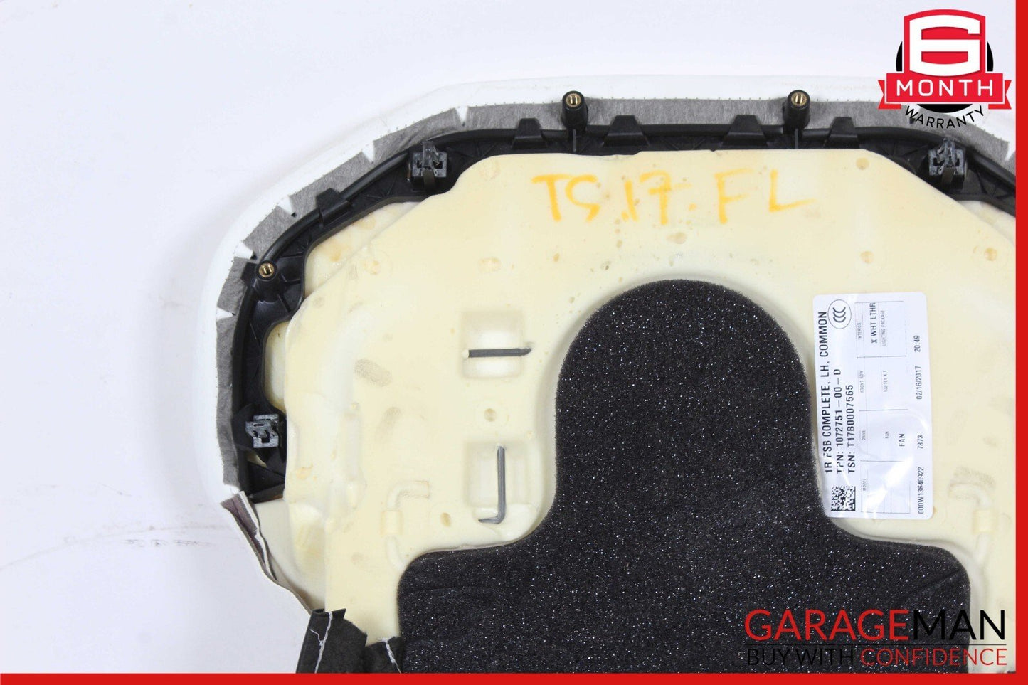 16-20 Tesla Model S Front Left Side Top Upper Seat Cushion Cover White OEM