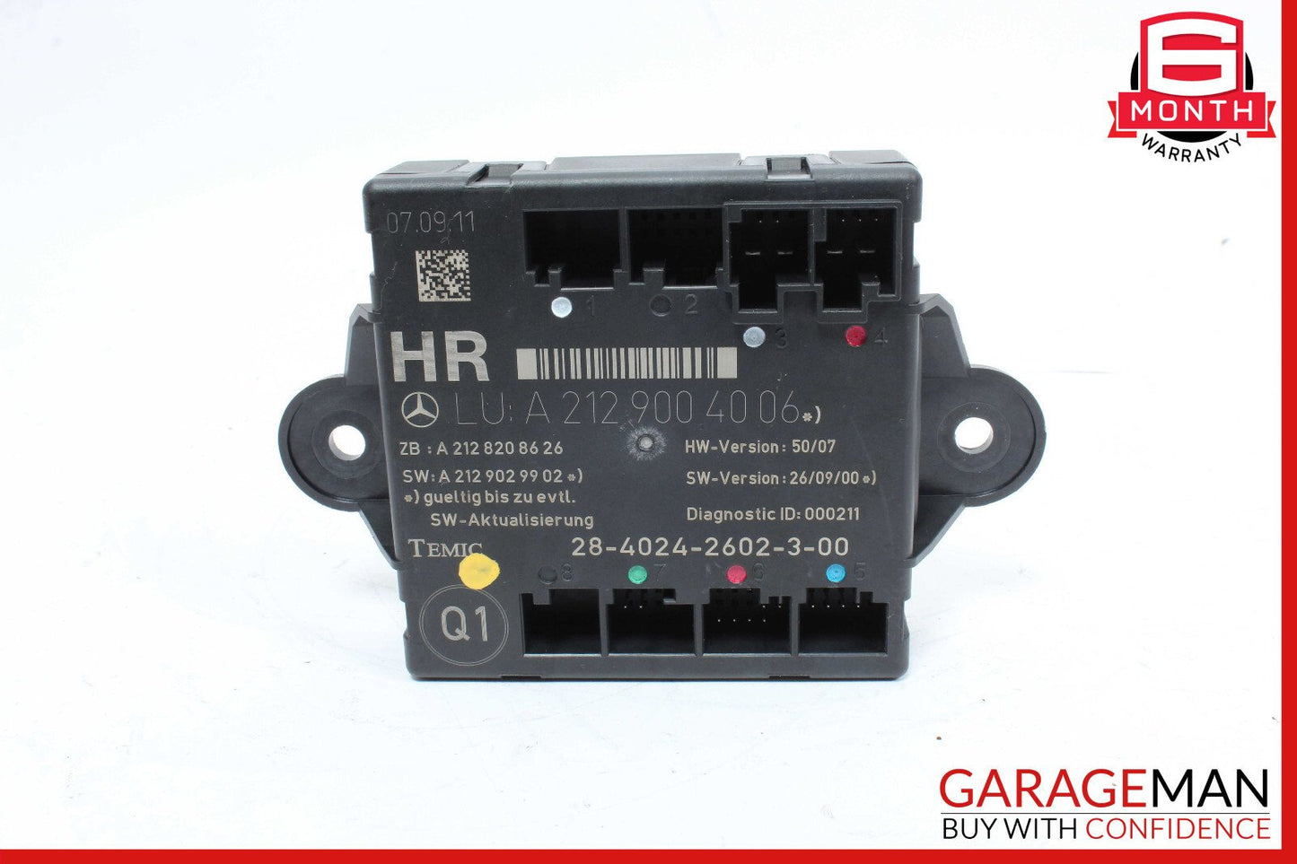 08-18 Mercedes W204 C250 Rear Right Side Door Control Module 2129004006 OEM