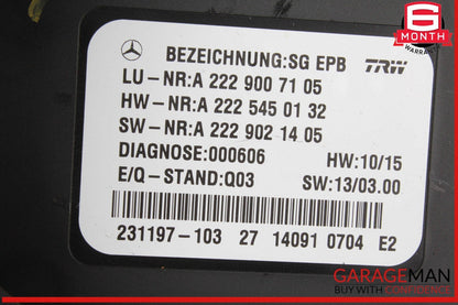 14-17 Mercedes W222 S550 Electronic Parking Brake Control Module Unit 2229007105
