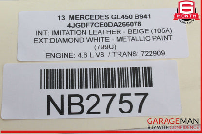 13-16 Mercedes X166 GL450 GL550 Rear Right Quarter Window Regulator Motor OEM