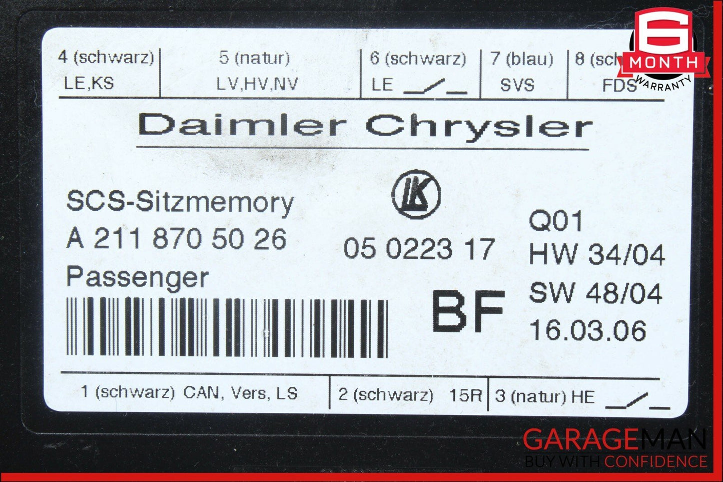 03-11 Mercedes CLS500 GL450 ML550 Front Right Passenger Side Seat Control Module