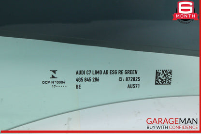 12-18 Audi A6 Rear Right Side Door Window Auto Glass OEM