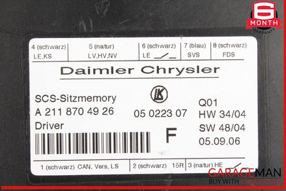 03-11 Mercedes W219 CLS550 SLK280 Front Left Side Seat Control Module OEM