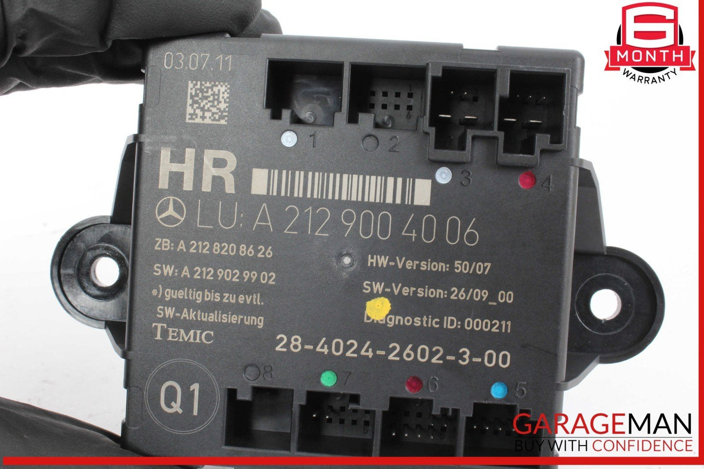 08-18 Mercedes W204 C250 Rear Right Side Door Control Module 2129004006 OEM