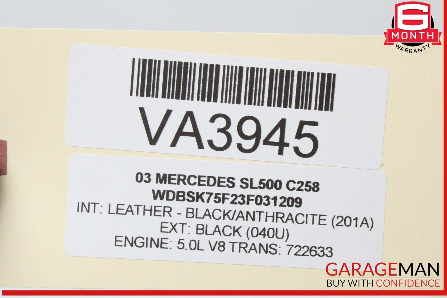 03-12 Mercedes R230 SL500 S55 AMG Front Top Roof Lock Latch Cylinder OEM