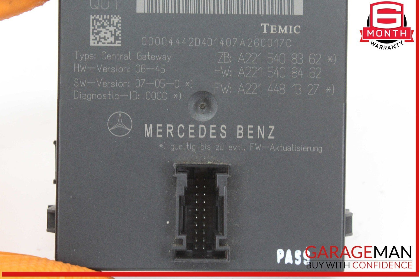 07-14 Mercedes W216 CL550 Central Gateway Control Module Unit 2215408362 OEM