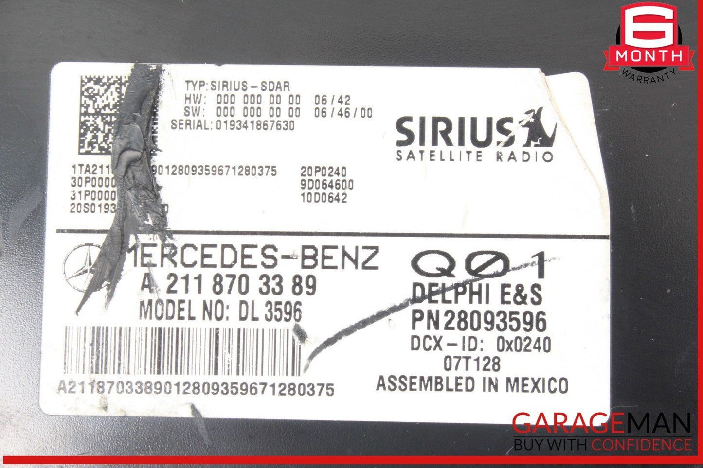 03-09 Mercedes W164 ML350 4MATIC Sirius Satellite Radio Receiver 2118703389 OEM