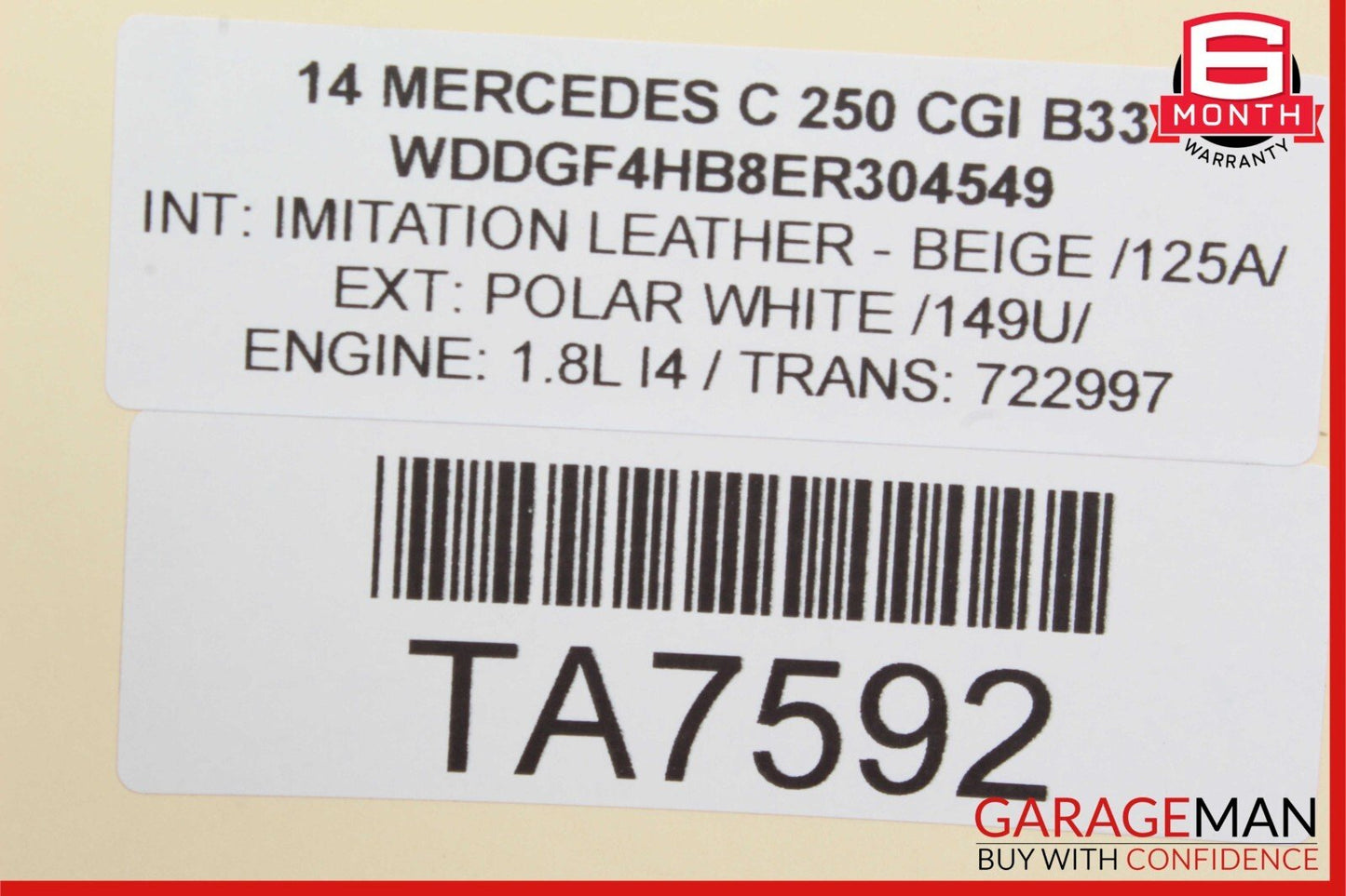 08-14 Mercedes W204 C250 C300 Rear Left Door Window Regulator Motor OEM
