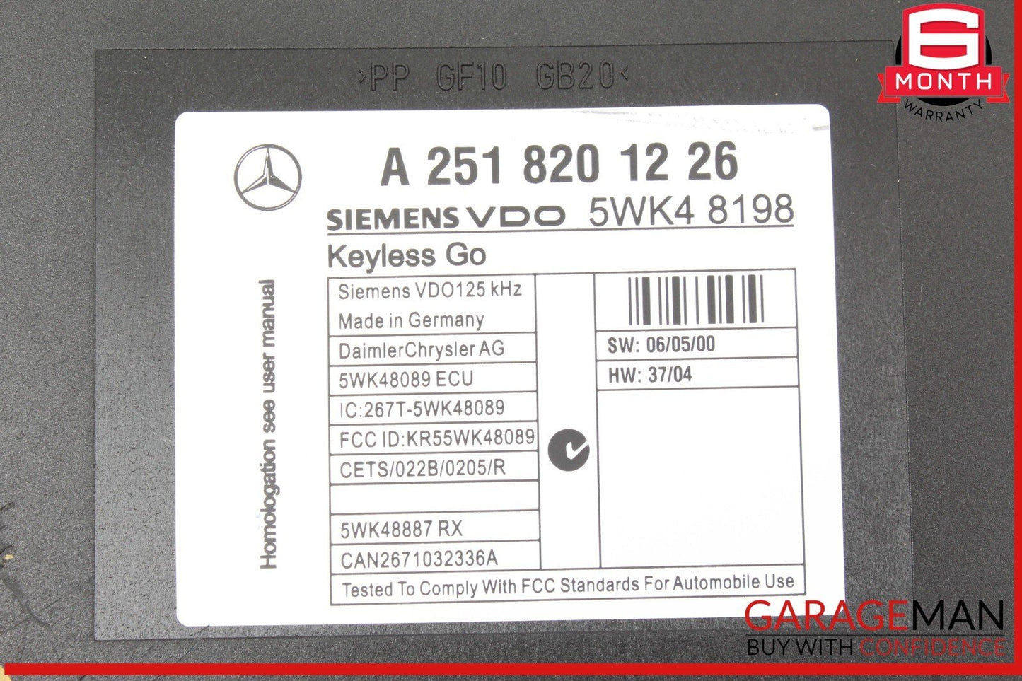 06-07 Mercedes W251 R500 4MATIC R63 AMG Keyless Go Entry Control Module OEM