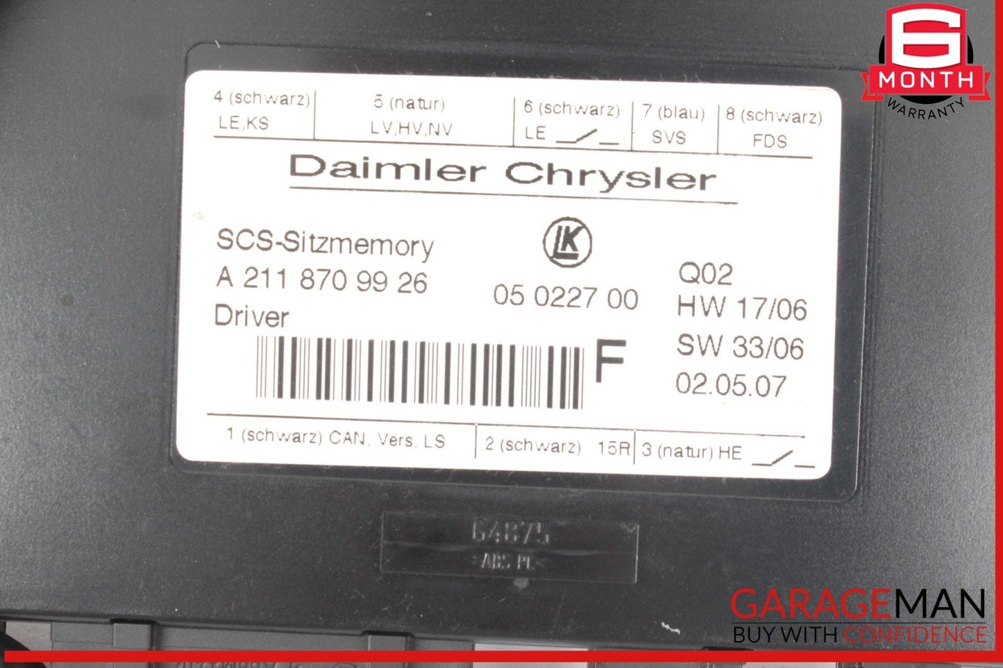 03-12 Mercedes W164 ML350 4MATIC Front Left Driver Side Seat Control Module OEM