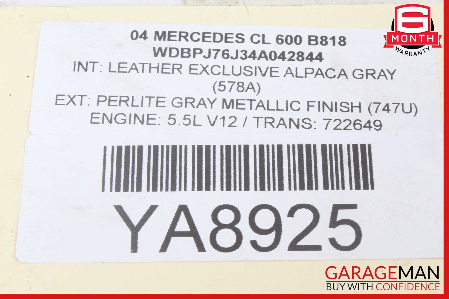 03-12 Mercedes W215 CL600 V12 Left Driver Side Turbocharger Hose Pipe OEM