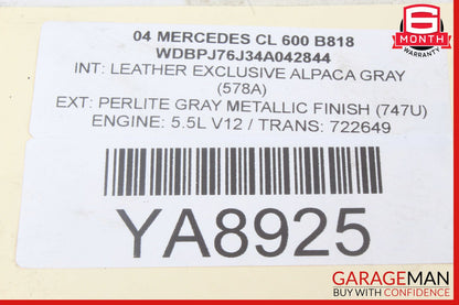03-12 Mercedes W215 CL600 V12 Left Driver Side Turbocharger Hose Pipe OEM