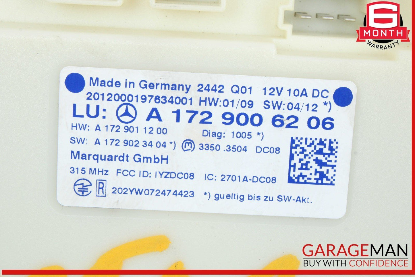 10-15 Mercedes W204 C250 CGI C300 Keyless Go Entry Control Module 1729006206 OEM