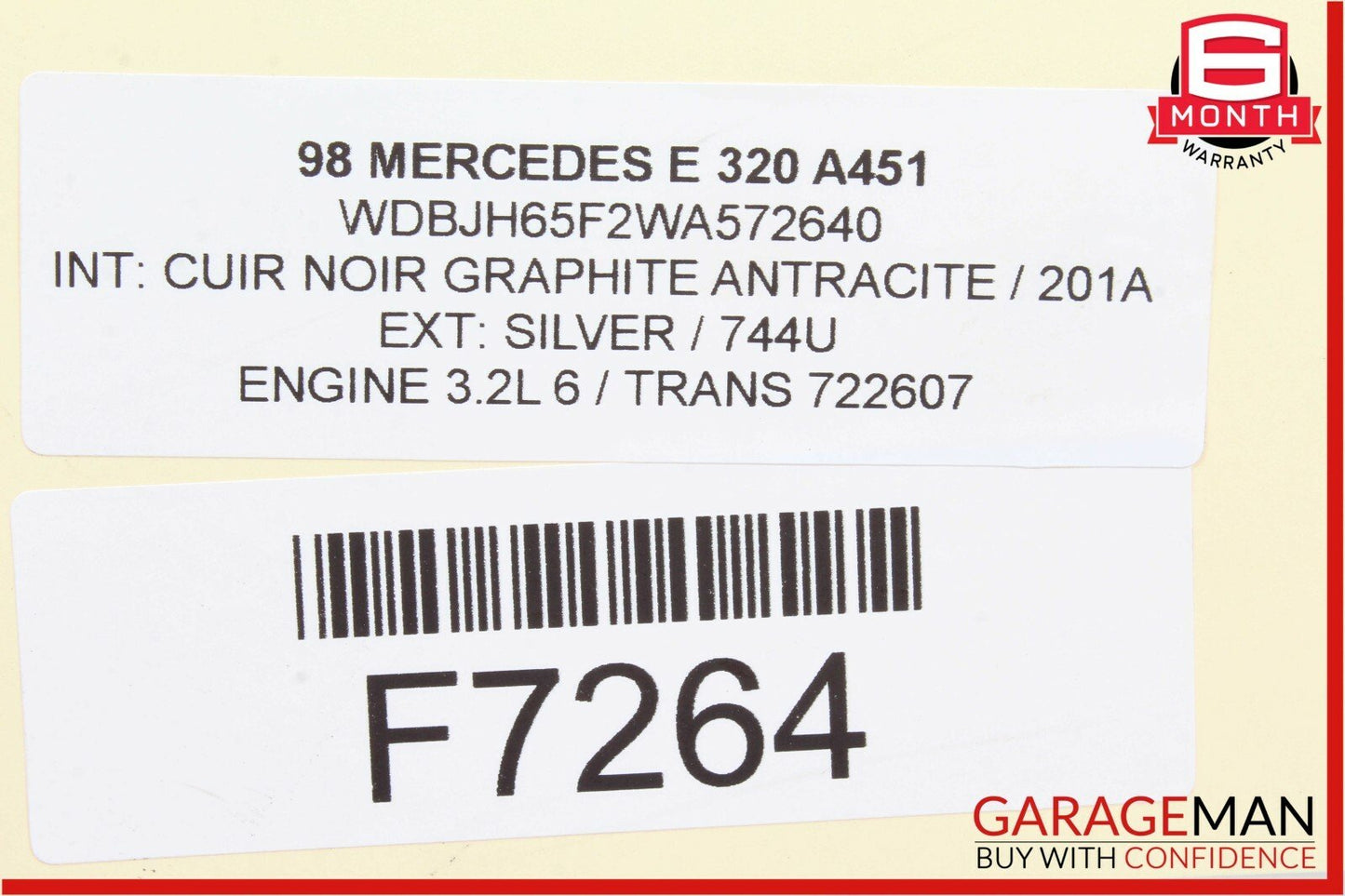 98-02 Mercedes W210 E320 Rear Right & Left Suspension Coil Spring Absorber Set