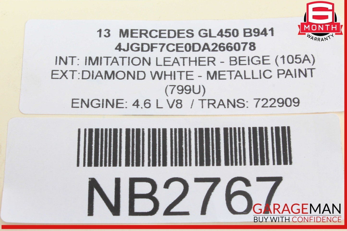 12-19 Mercedes X166 GL450 Rear 2nd Row Right Seatbelt Seat Belt Retractor OEM