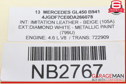 12-19 Mercedes X166 GL450 Rear 2nd Row Right Seatbelt Seat Belt Retractor OEM
