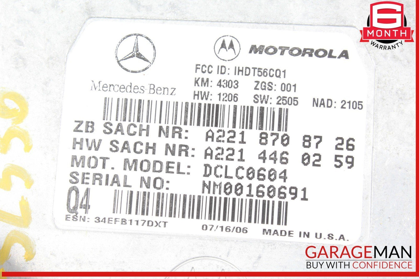 Mercedes R230 SL550 ML350 Voice Communication Control Module 2218708726 OEM