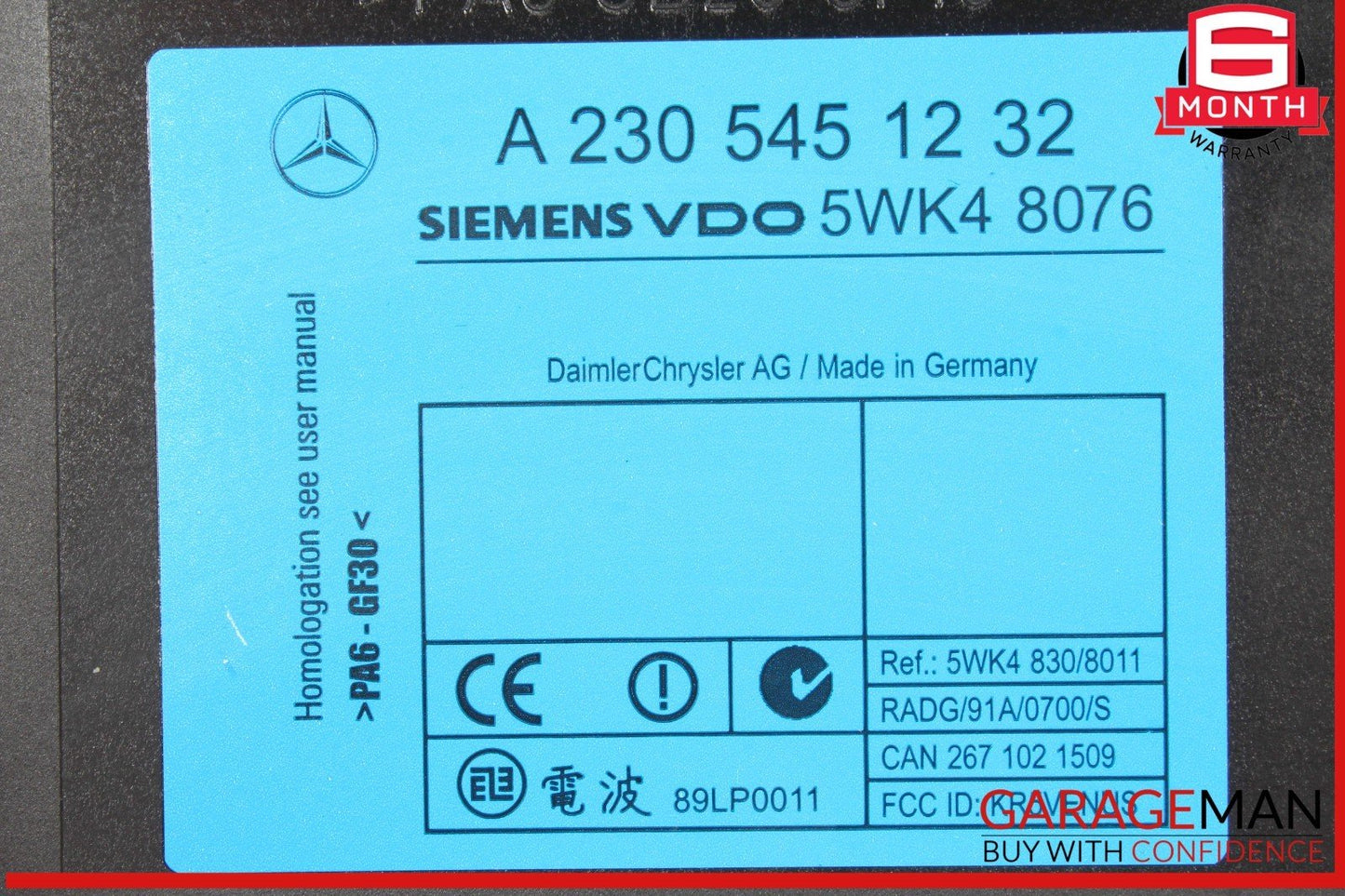 03-06 Mercedes R230 SL500 S500 CL55 AMG Keyless Go Entry Control Module Unit