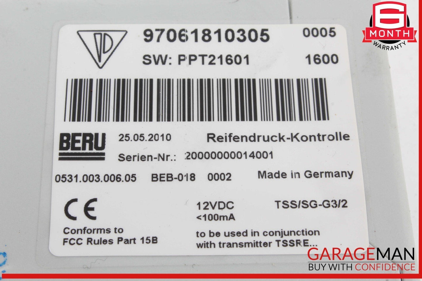 10-16 Porsche Panamera 970 Tire Pressure Monitor Control Module Unit OEM