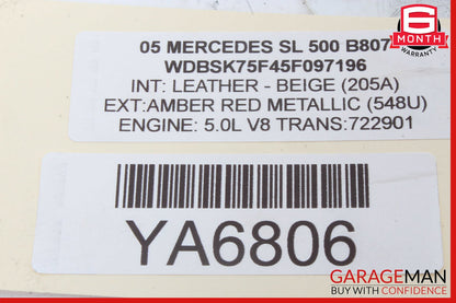 03-08 Mercedes R230 SL500 Right ESP Off Console Switch Control Blank Filler OEM