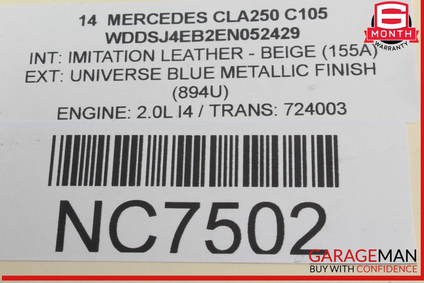 14-18 Mercedes W117 CLA250 Front Left Side Door Window Regulator Motor OEM