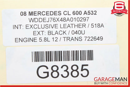 03-12 Mercedes W221 S600 CL65 AMG Turbocharger Hose Pipe Right 2750980607 OEM