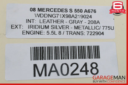 07-14 Mercedes CL550 S550 S600 Rear Trunk Lid Lock Open Unlock Release Handle