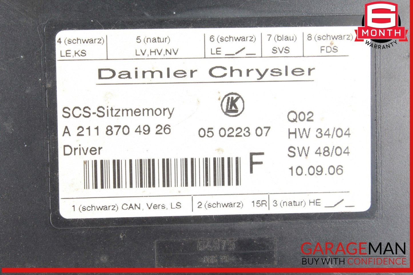 03-12 Mercedes W251 R500 CLS550 SLK350 Seat Control Module Left Side OEM